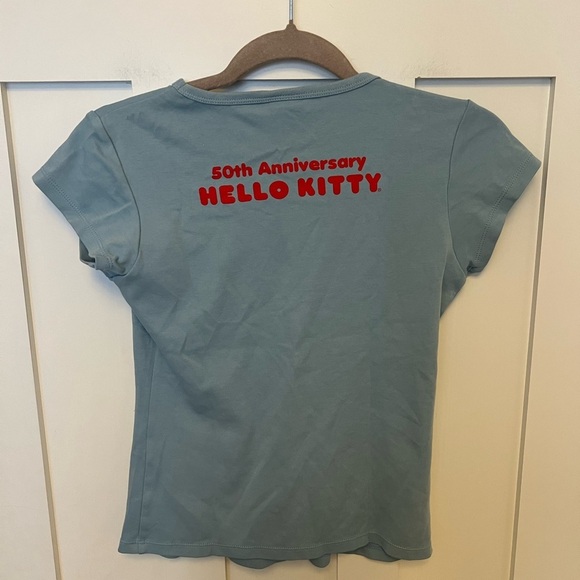 CAFE FORGOT X Sanrio Hello Kitty® Graphic T-Shirt Blue Size XS 50th Anniversary - Picture 5 of 6